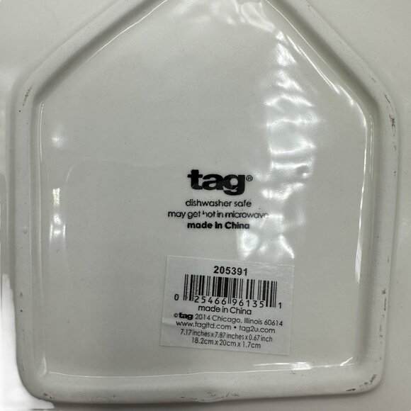 Tag Christmas Dessert Plate Green Front Door Wreath Candy Cane Red Roof Lights - Picture 4 of 10